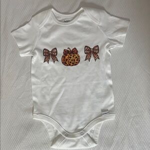 Gerber White Bodysuit with Leopard Pumpkin and Bows